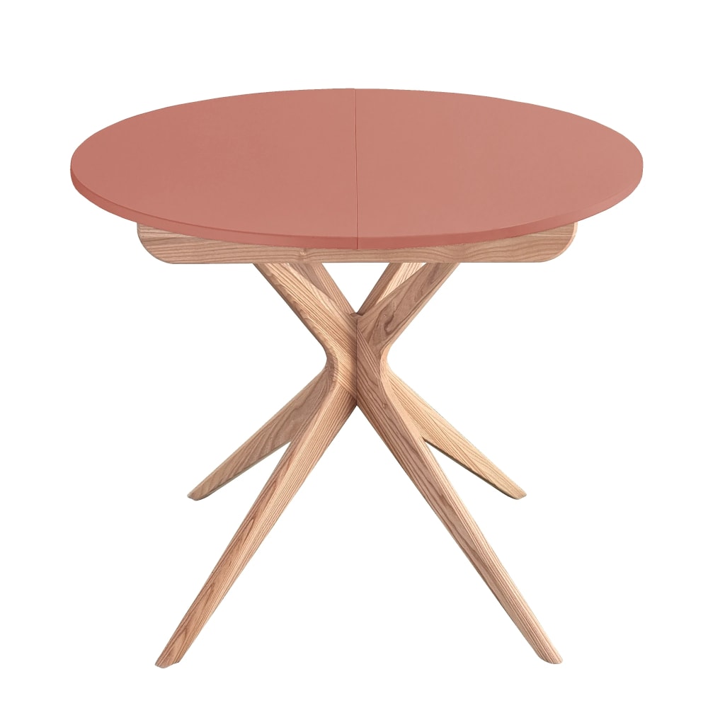 Ragaba Runder Ausziehtisch, Massivesche, MDF, Dunkel Koralle style modern Rosa Holz