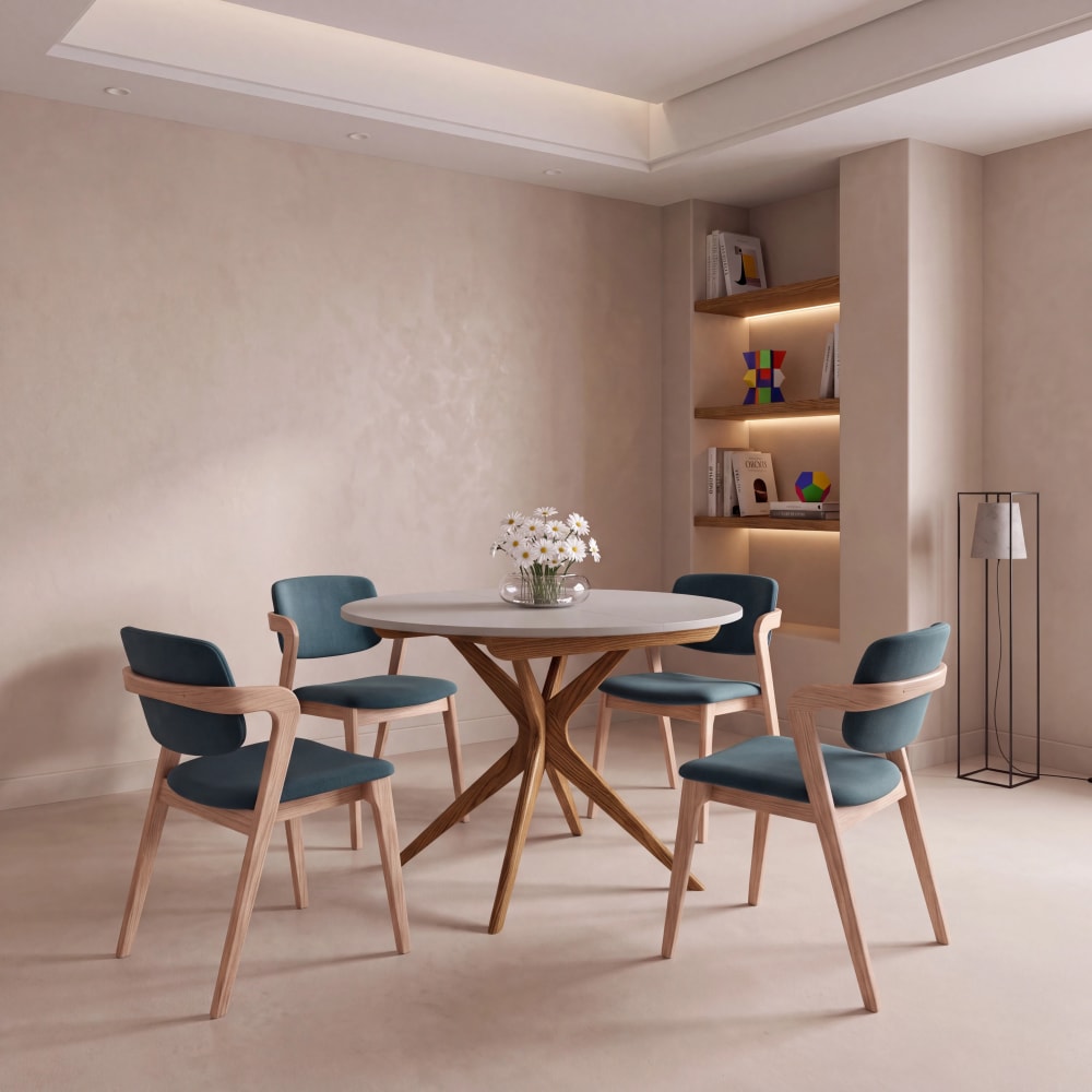 Runder Ausziehtisch, eichefarbe Esche, MDF, Braun Beige - Maisons
