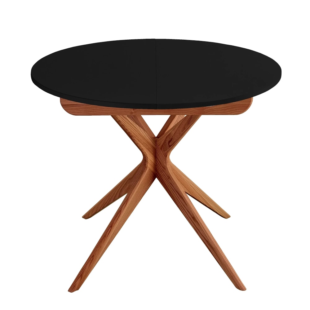 Ragaba Runder Ausziehtisch, eichefarbe Esche, MDF, Schwarz style modern Schwarz Holz