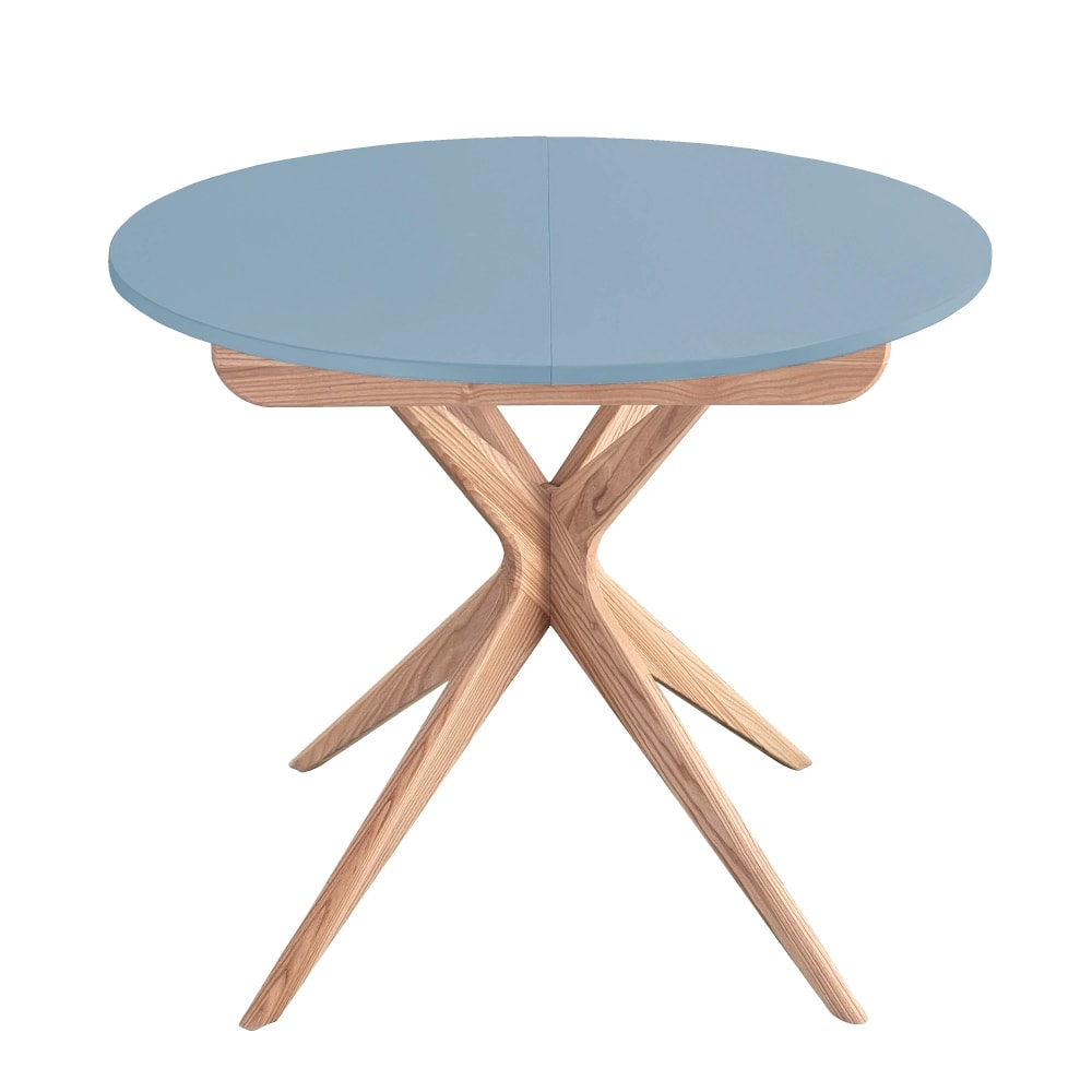 Ragaba Runder Ausziehbarer Esstisch, Massivesche, MDF, Taubenblau style modern - Holz