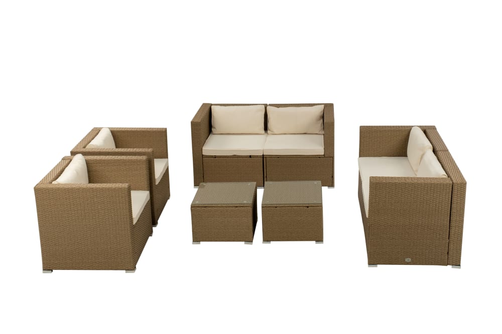 Ensemble de jardin modulable 6 places en brun naturel