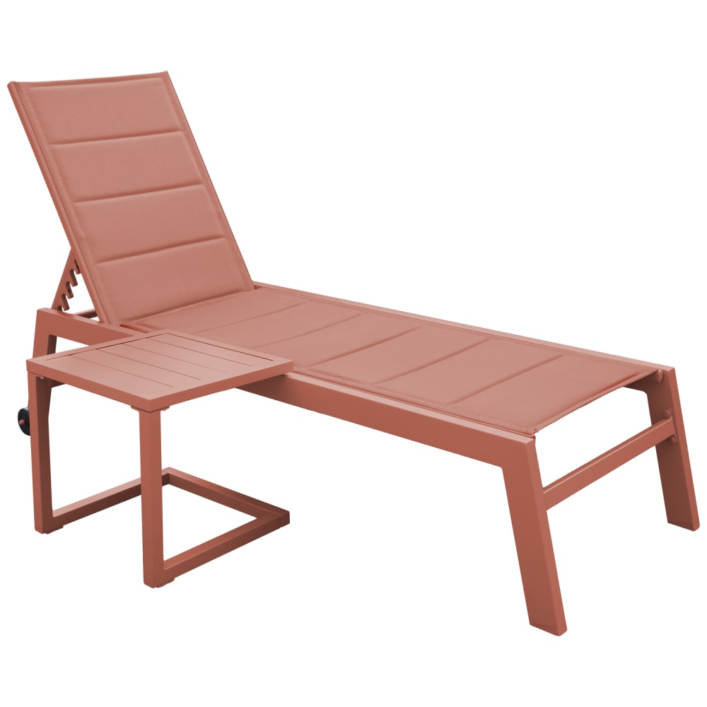 Set transat et table d'appoint textilène et aluminium terracotta