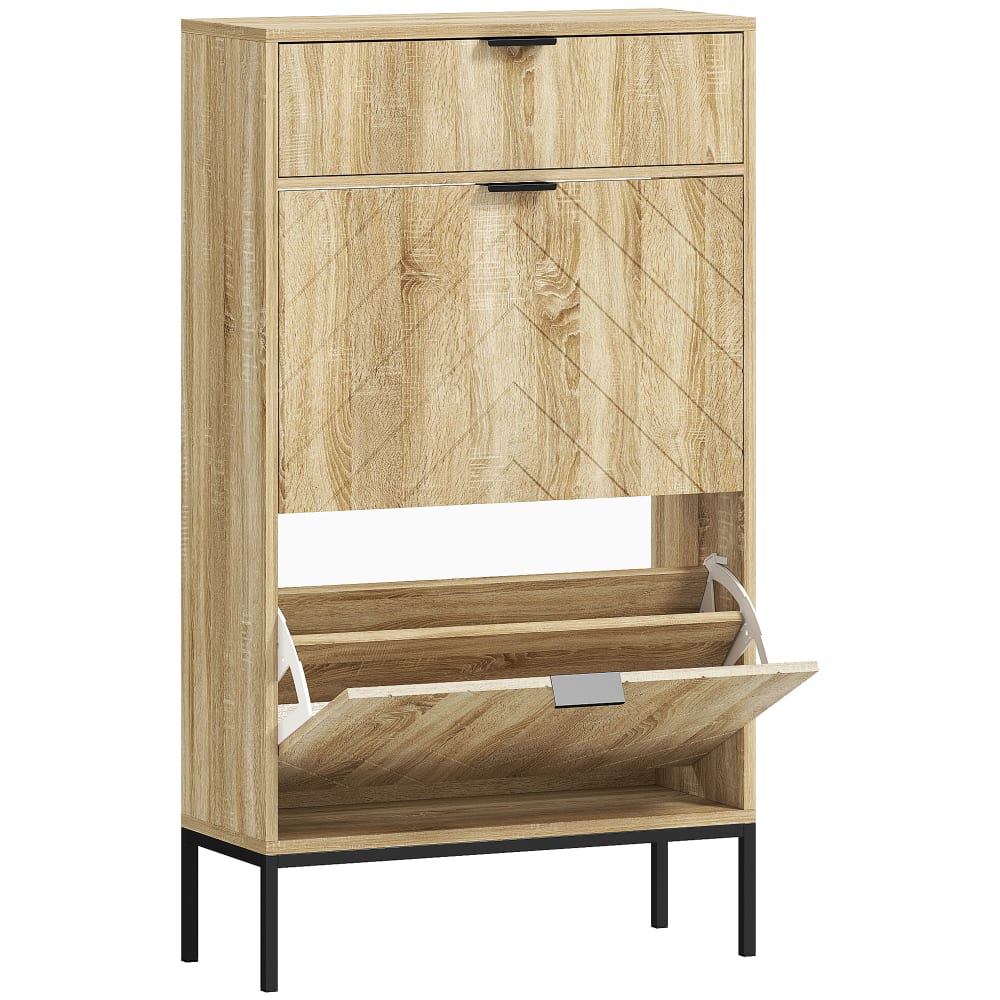 Meuble à chaussures 8 paires étagères réglables chêne