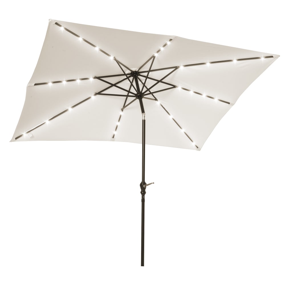Parasol de jardin lumineux rectangulaire acier polyester crème