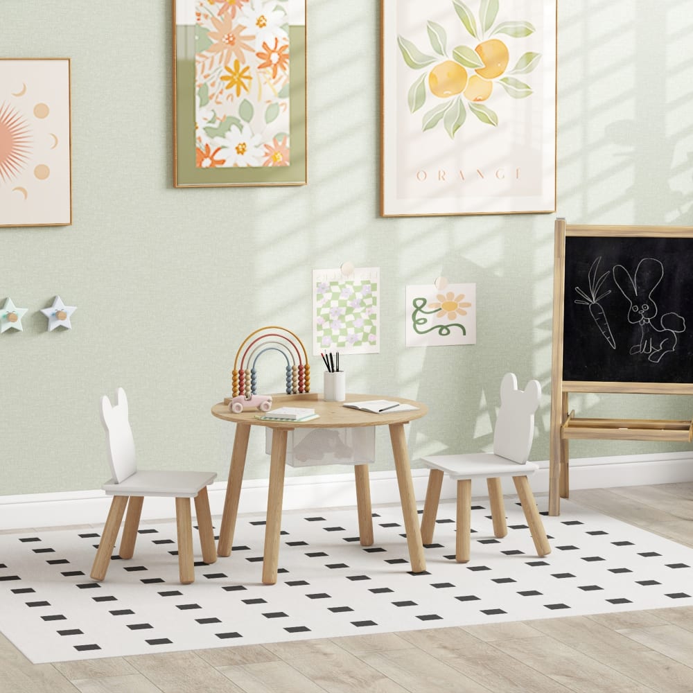 Table enfant avec chaise 2 chaises matériau plastique couleur blanc (Aiyaplay) - Image 2