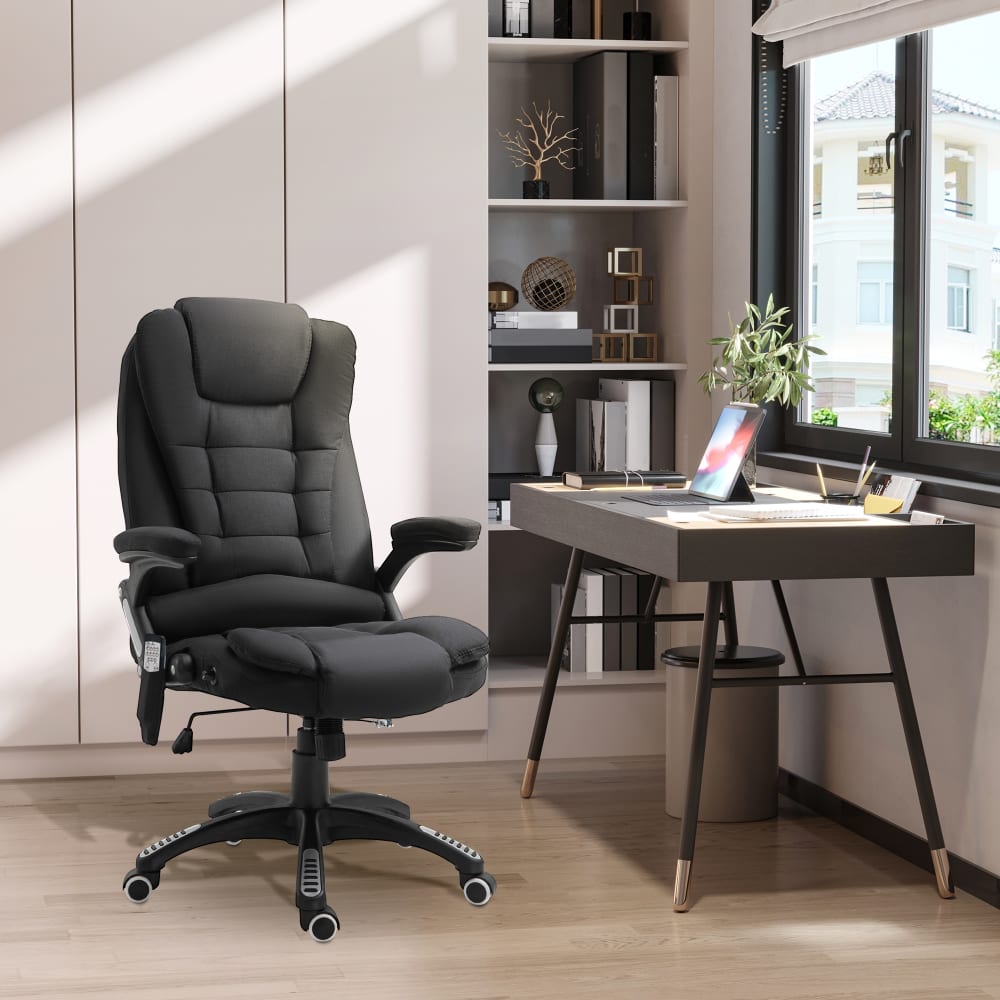 Massage-Heiz-Bürodrehstuhl, schwarz Tissu - Maisons Du Monde