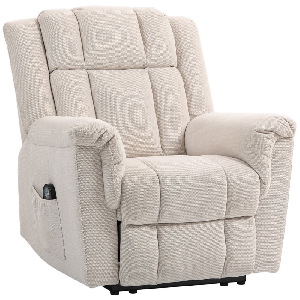 Fauteuil relax électrique massant et chauffant tissu chenille beige
