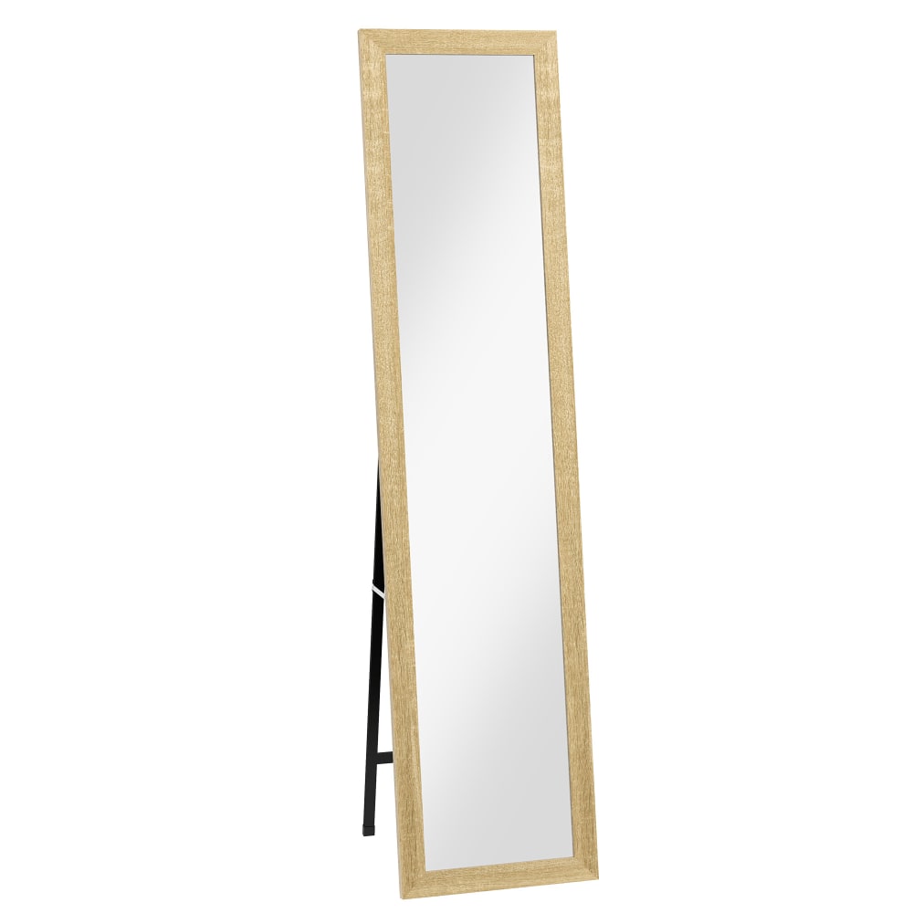 Miroir sur pied et mural piètement métal noir aspect chêne clair