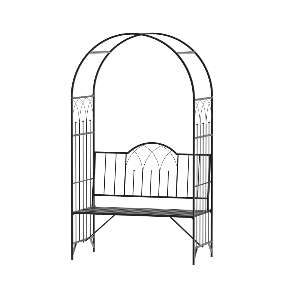Arche à rosiers banc de jardin 3 places métal époxy noir