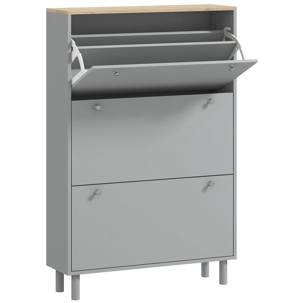 Homcom 3-Schubladen-Schuhschrank, verstellbar & grau - Spanplatte
