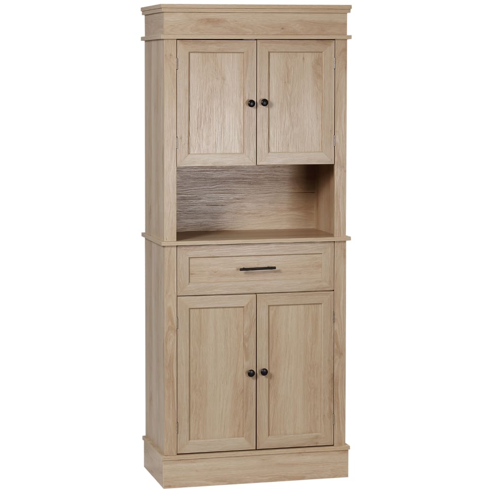Buffet haut 2 placards 2 portes tiroir niche aspect chêne clair