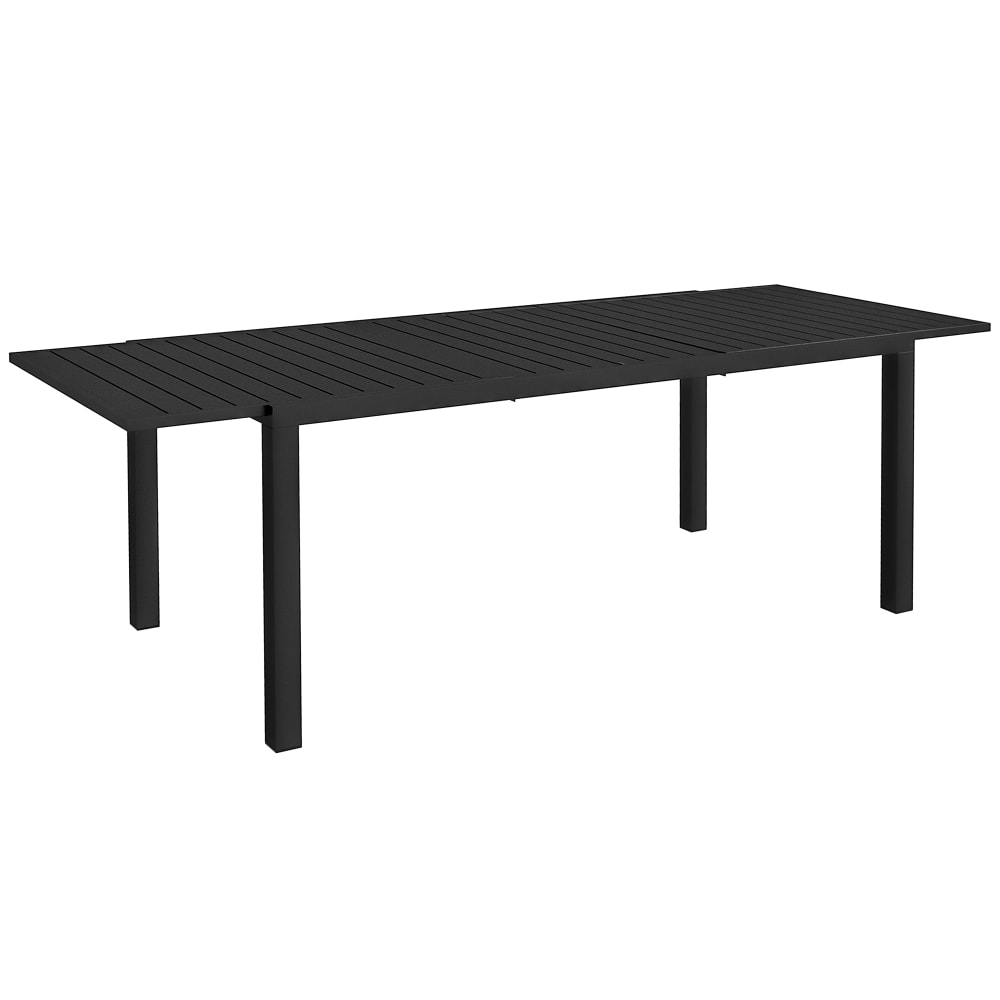 Table extensible de jardin 8 pers. plateau à lattes aluminium noir