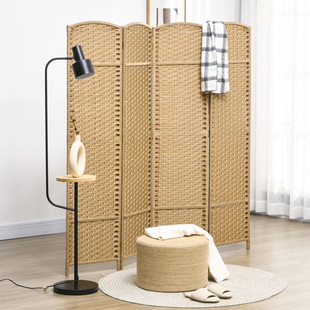 Paravent intérieur en bois 4 panneaux pliable bois bois naturel — vue 3