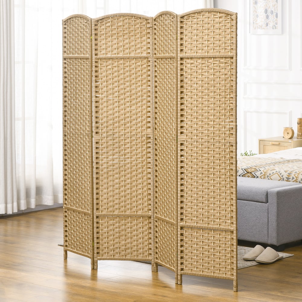 Paravent intérieur en bois 4 panneaux pliable bois bois naturel — vue 4