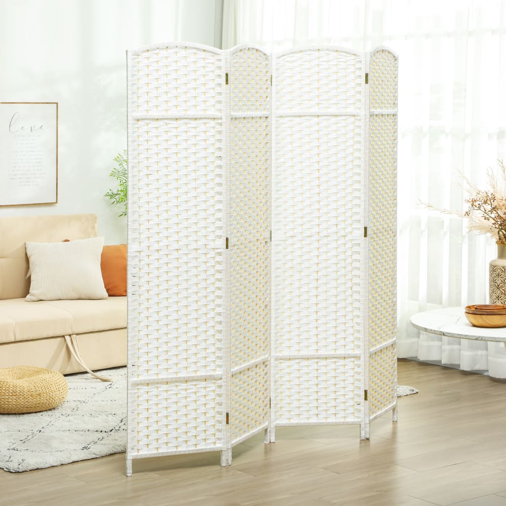 Paravent intérieur en bois 4 panneaux pliable bois blanc — vue 3