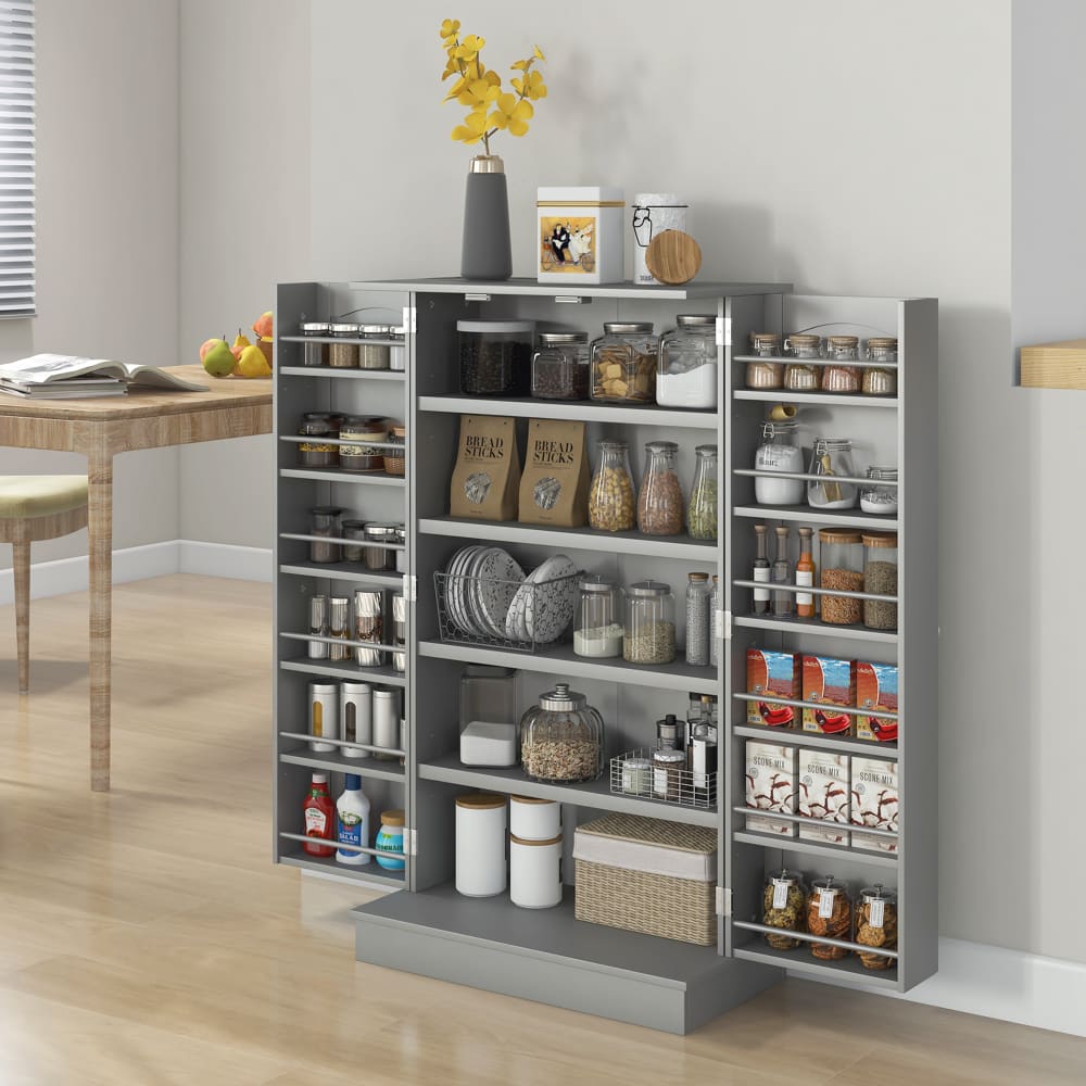 Armoire de cuisine moderne avec étagère réglable gris