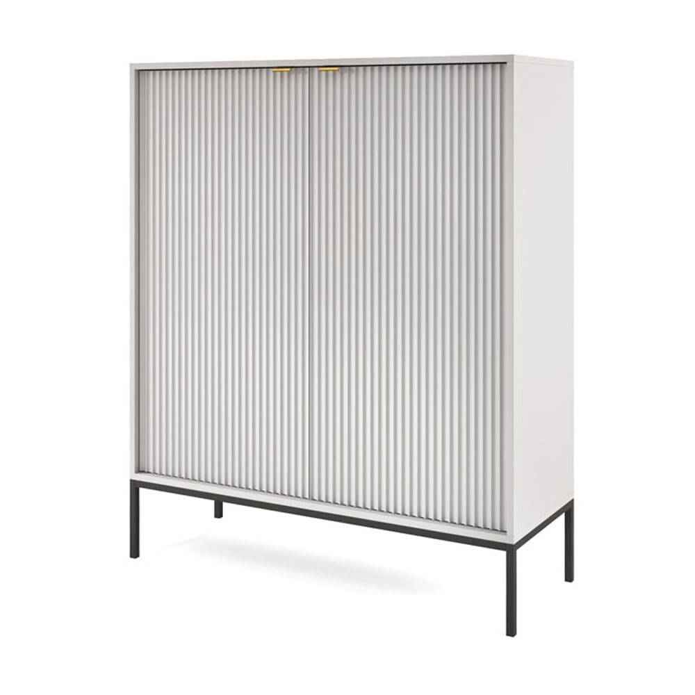 Feldmann-Wohnen Highboard mit 2 Türen aus Holz, 104x39x125cm, Grau / Schwarz style modern Grau Spanplatte
