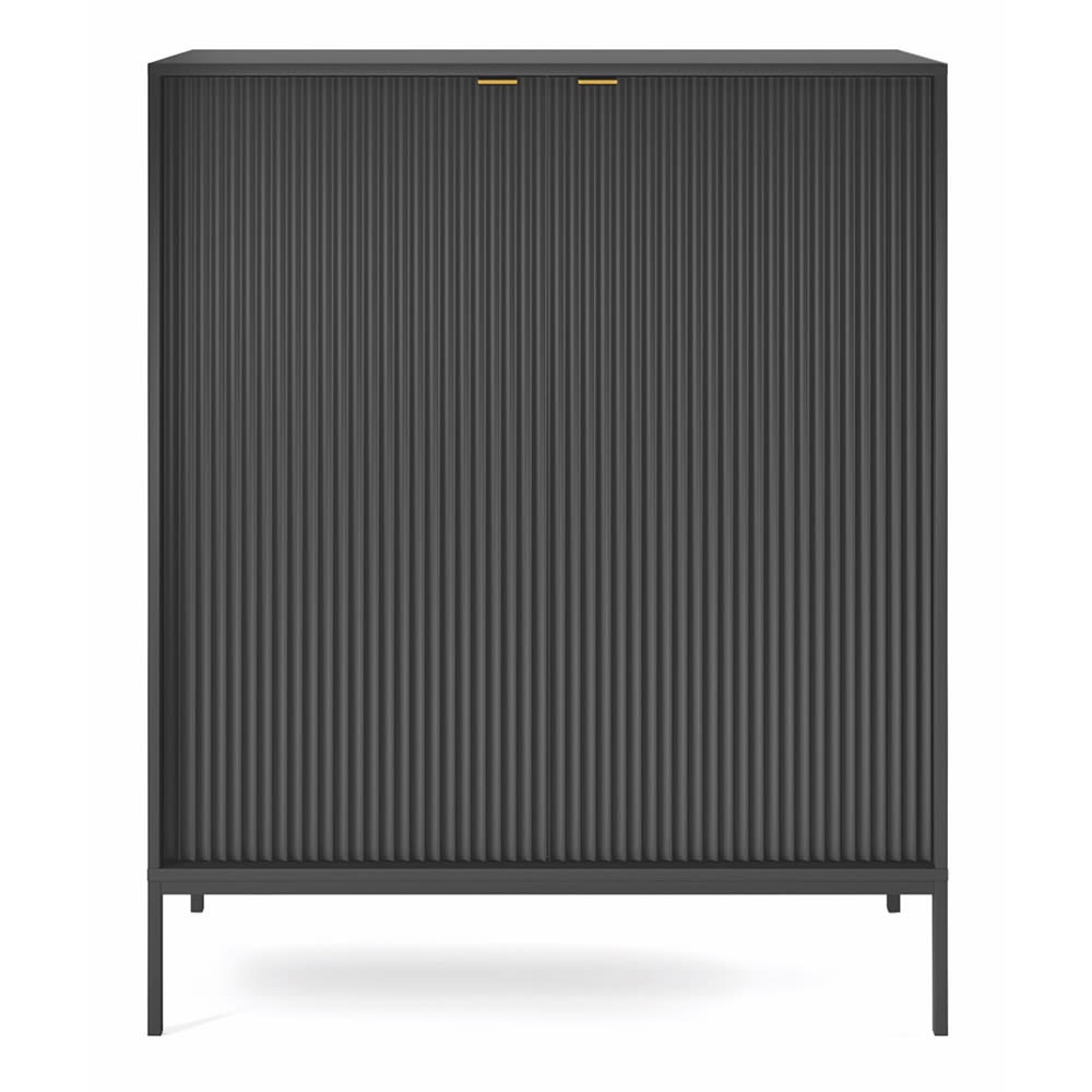 Highboard mit 2 Türen aus Holz, 104x39x125cm, Schwarz - Maisons