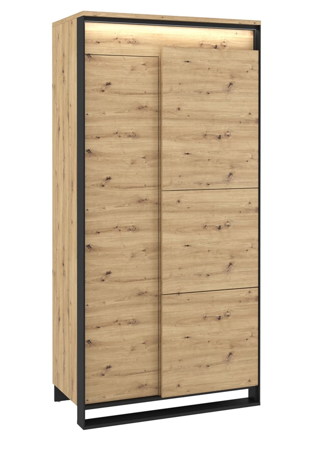 Minio Möbel Kleiderschrank mit Beleuchtung aus Holz, 95x50x195cm, Eiche Artisan style modern Braun Spanplatte