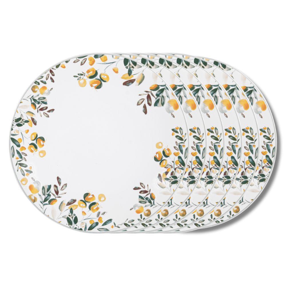 Lot de 6 assiettes plates jaunes en grès 27 cm Lot de 6 assiettes plates jaunes en grès 27 cm