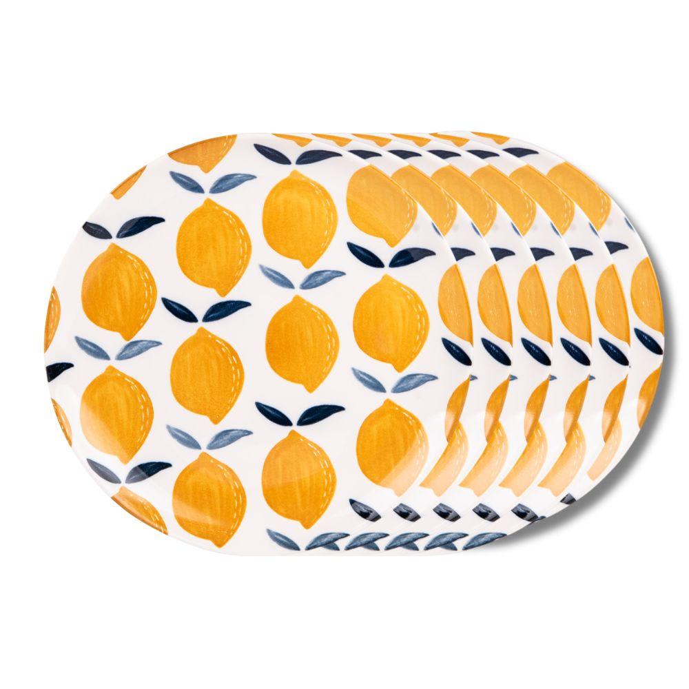 Lot de 6 assiettes plates jaunes en grès 27 cm