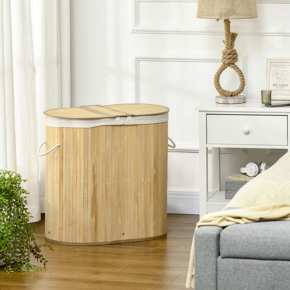Bambus-Wäschekorb 100l, 2-fach - Maisons Du Monde