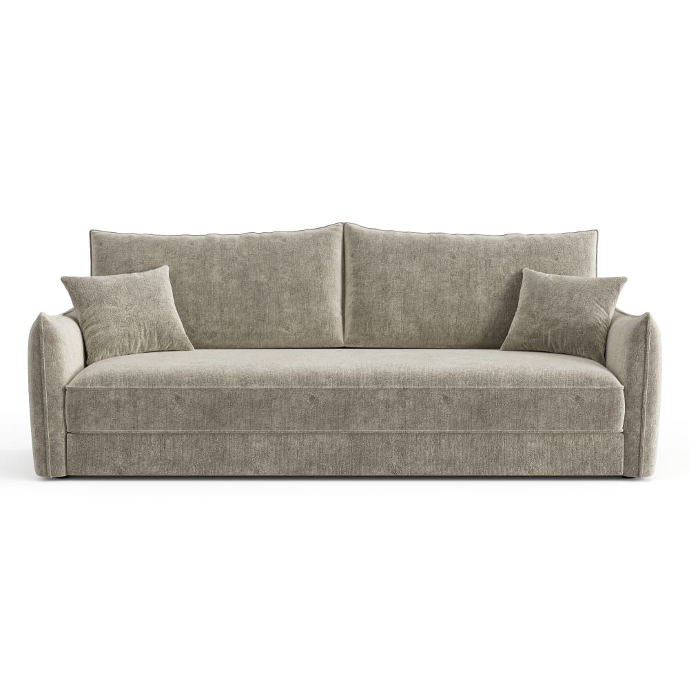 Canapé convertible 3 places en velours texturé taupe