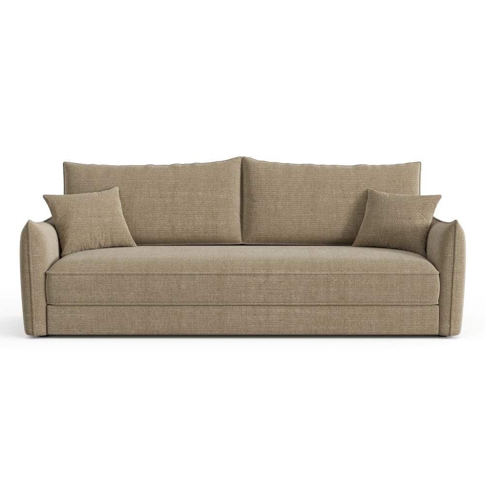 Canapé convertible 3 places tissu tramé taupe 213cm