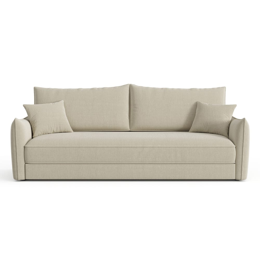 Canapé convertible 3 places en tissu tramé beige