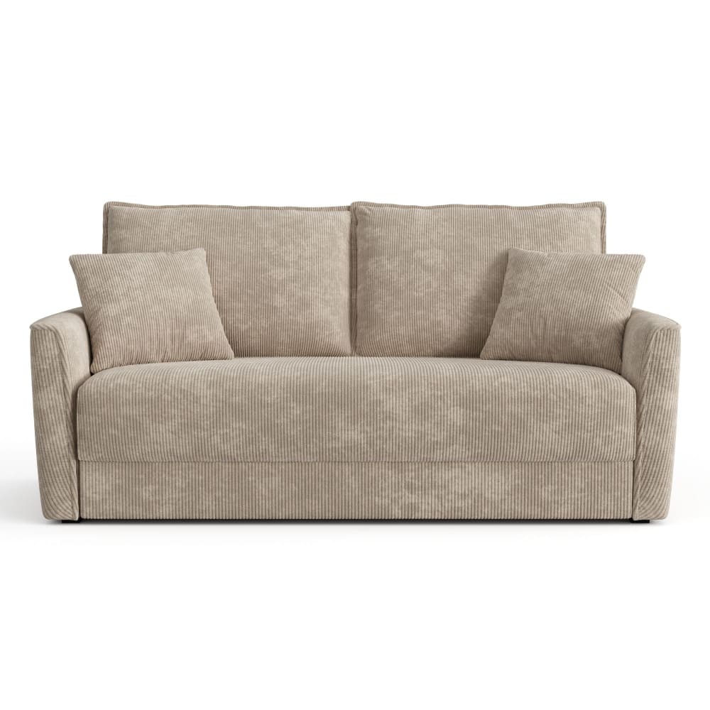 Canapé convertible 3 places velours côtelé taupe 180cm