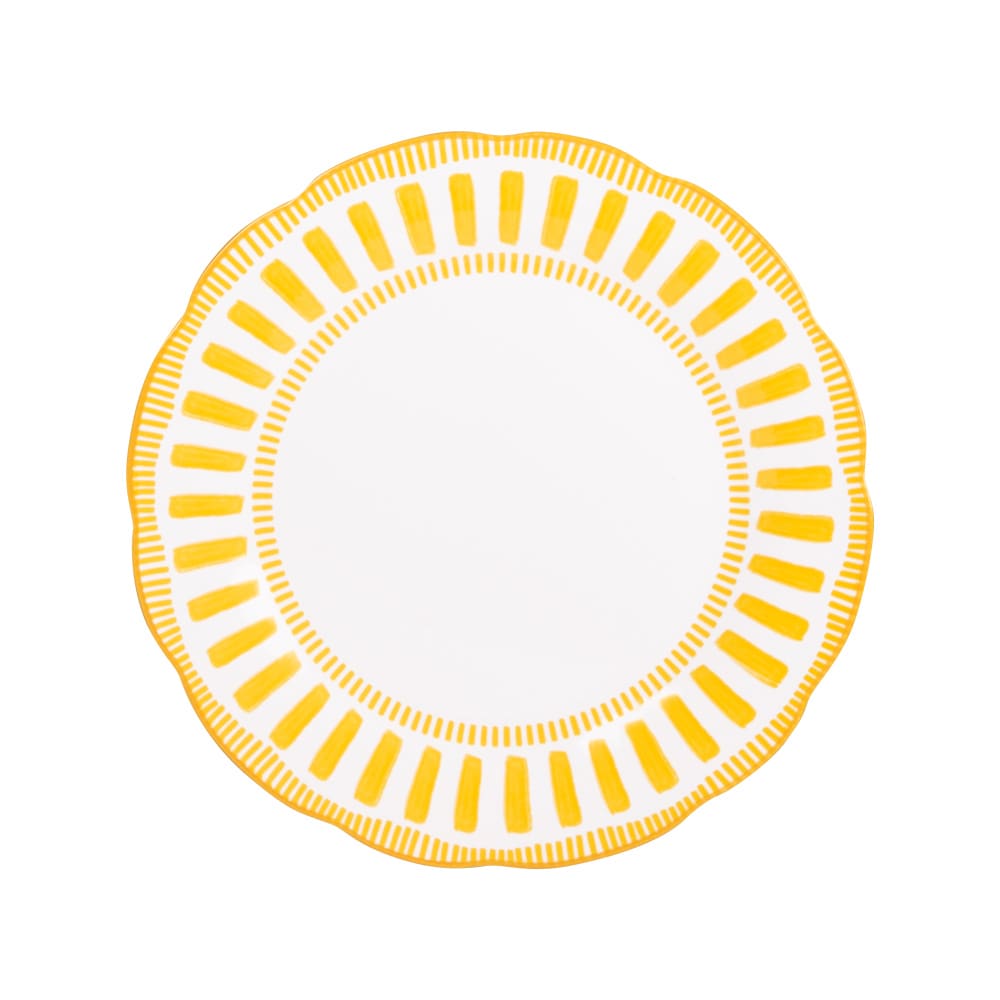 Lot de 6 assiettes creuses jaunes en porcelaine 22 cm