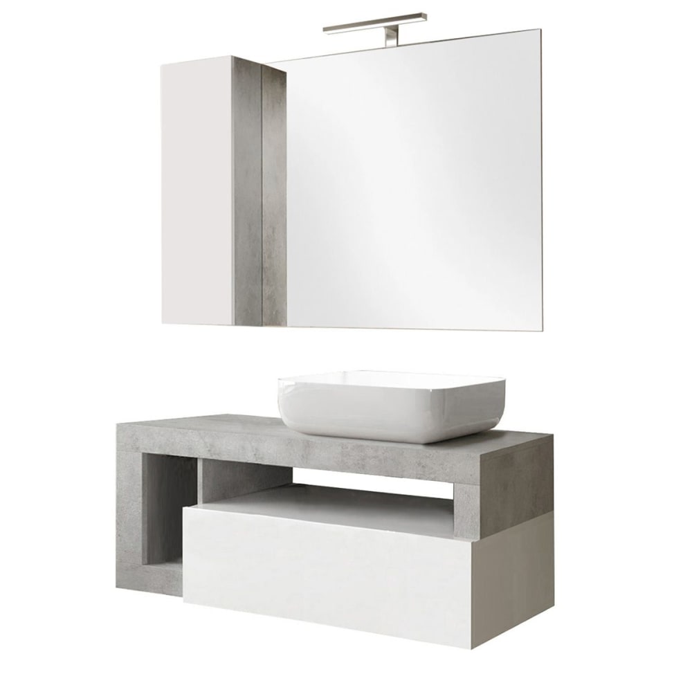 Meuble vasque 110cm suspendu - miroir