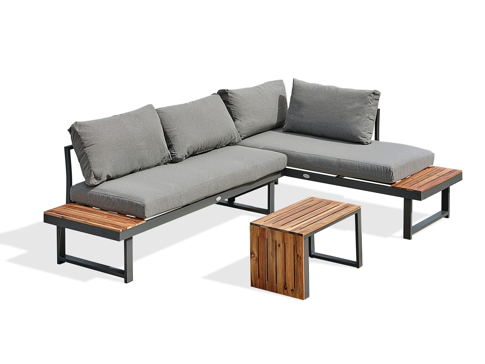 Salon de jardin 4 places - Gris anthracite et acacia