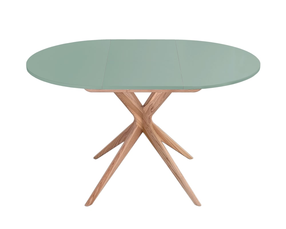 Runder ausziehbarer Esstisch aus MDF mit Eschenfurnier, 90x90,