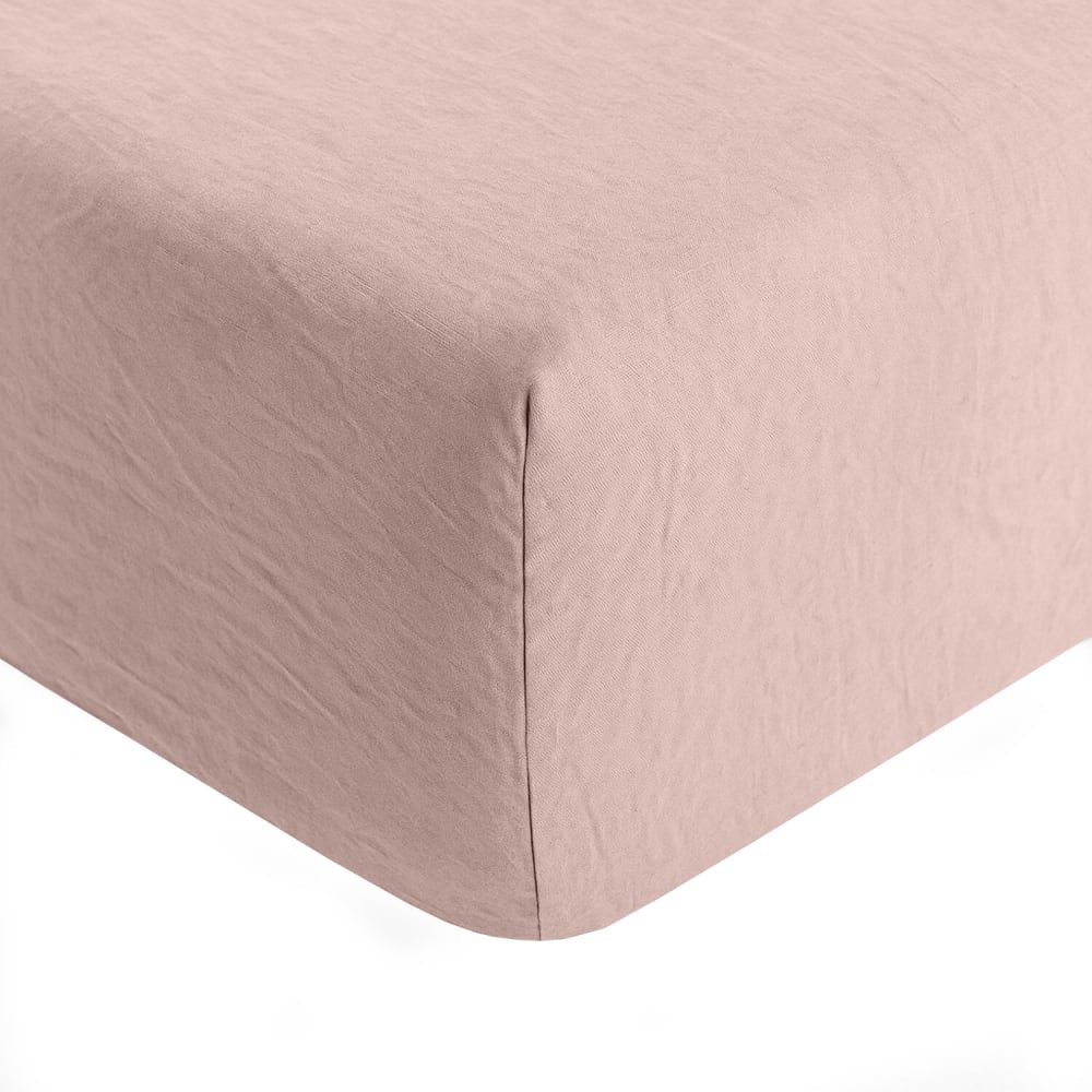 Drap housse en polyester rose poudré 140x190 cm