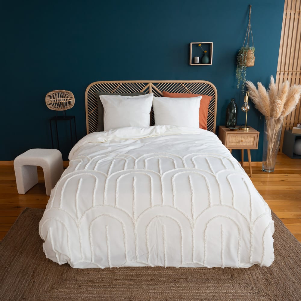 Parure housse de couette en coton imprimée + 2 taies 240x220 cm