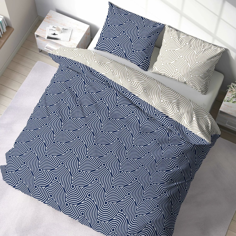 Parure housse de couette en polyester imprimée + 2 taies 240x220 cm - Maisons du Monde