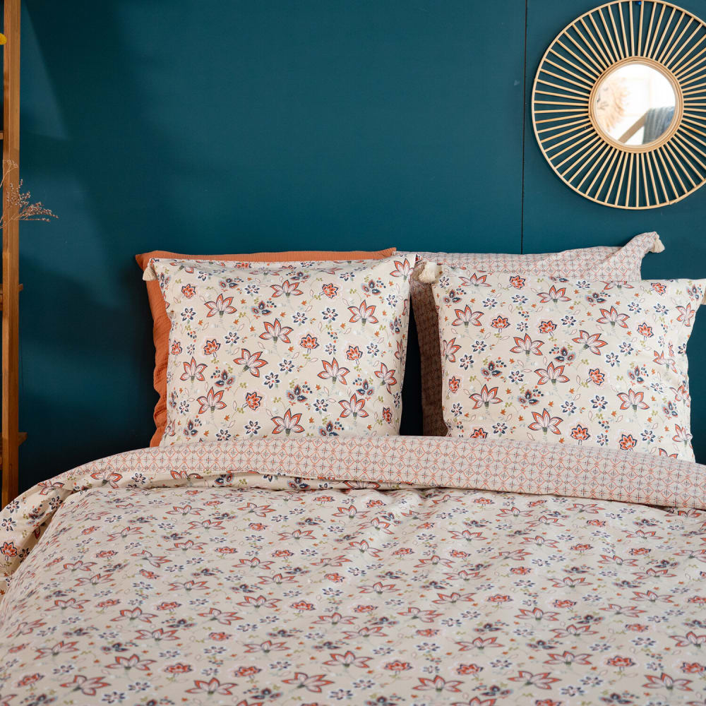 Parure housse de couette en coton imprimée + 2 taies 240x220 cm