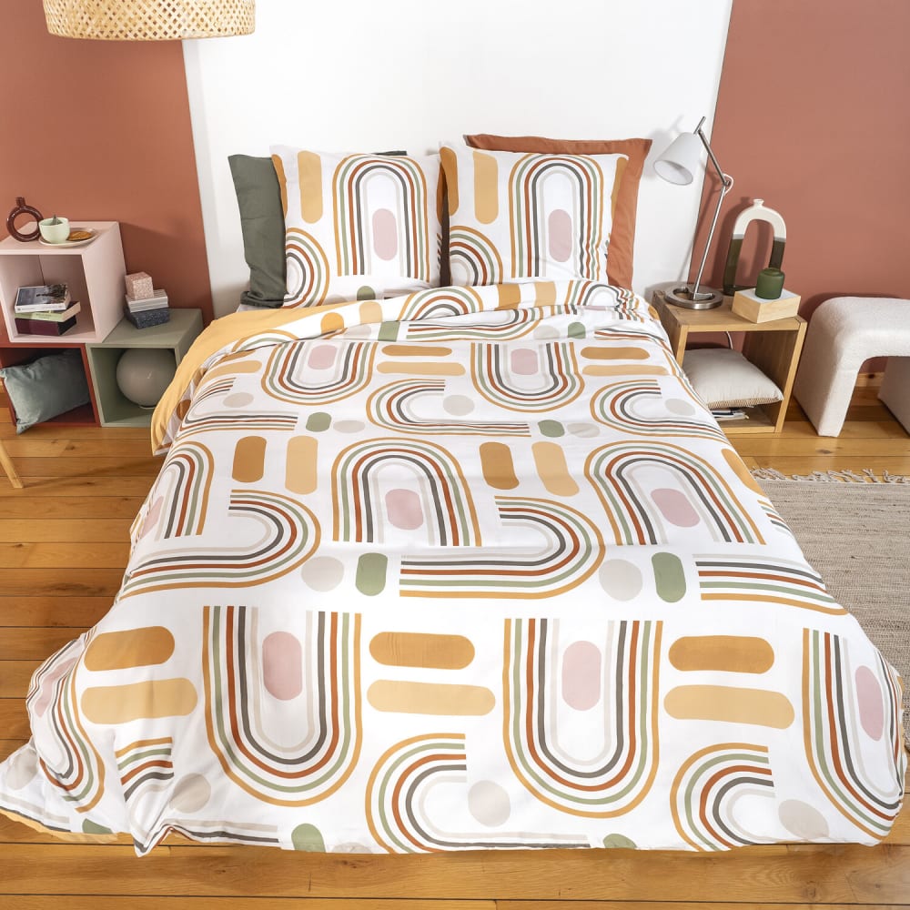 Parure housse de couette en polyester imprimée + 2 taies 240x220 cm