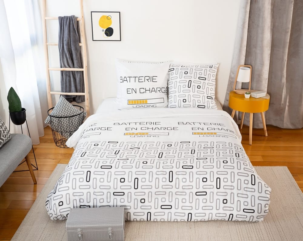 Parure housse de couette en polyester imprimée + 2 taies 240x220 cm