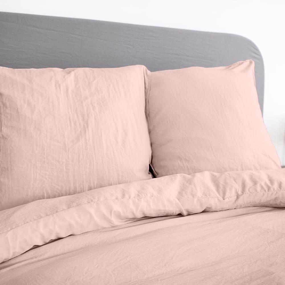 Parure housse de couette en polyester rose poudr? 260x240 cm — vue 3