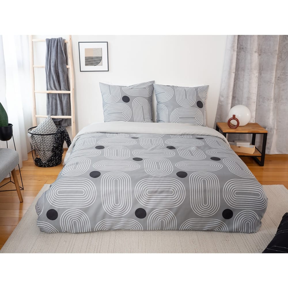 Parure housse de couette en polyester imprimée + 2 taies 240x220 cm