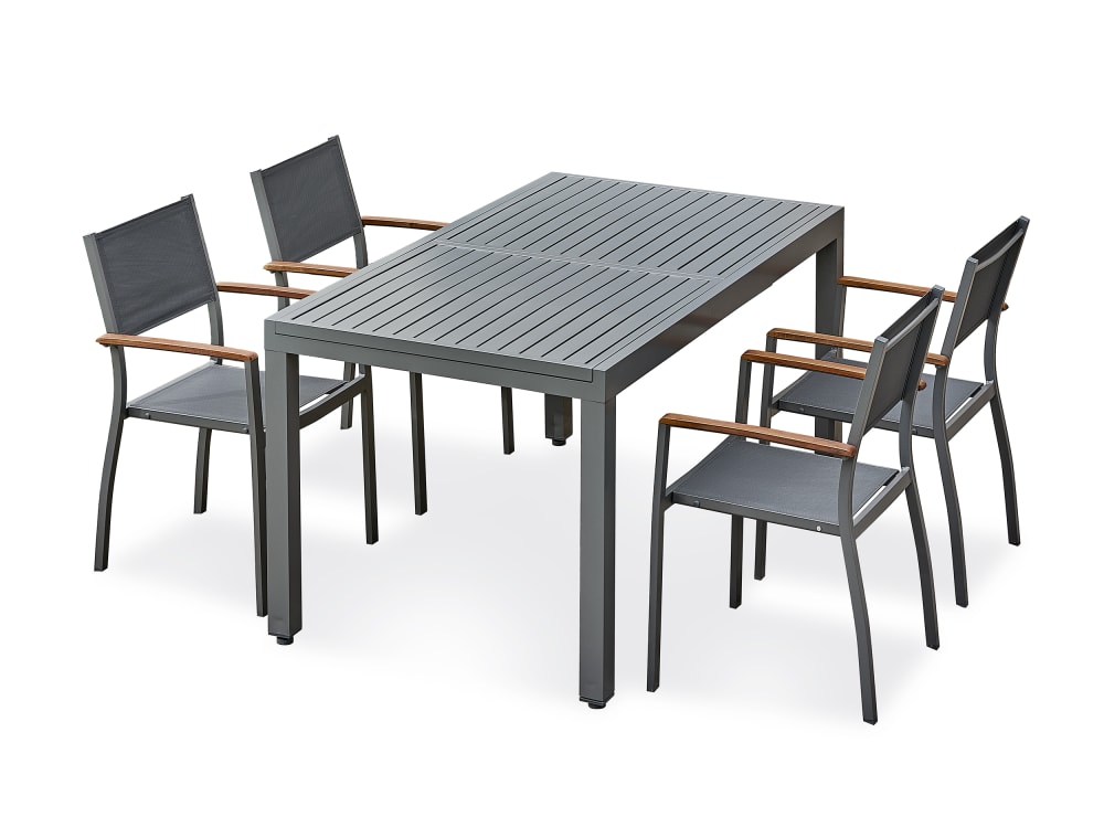 Ensemble repas de jardin 4 places - Gris anthracite