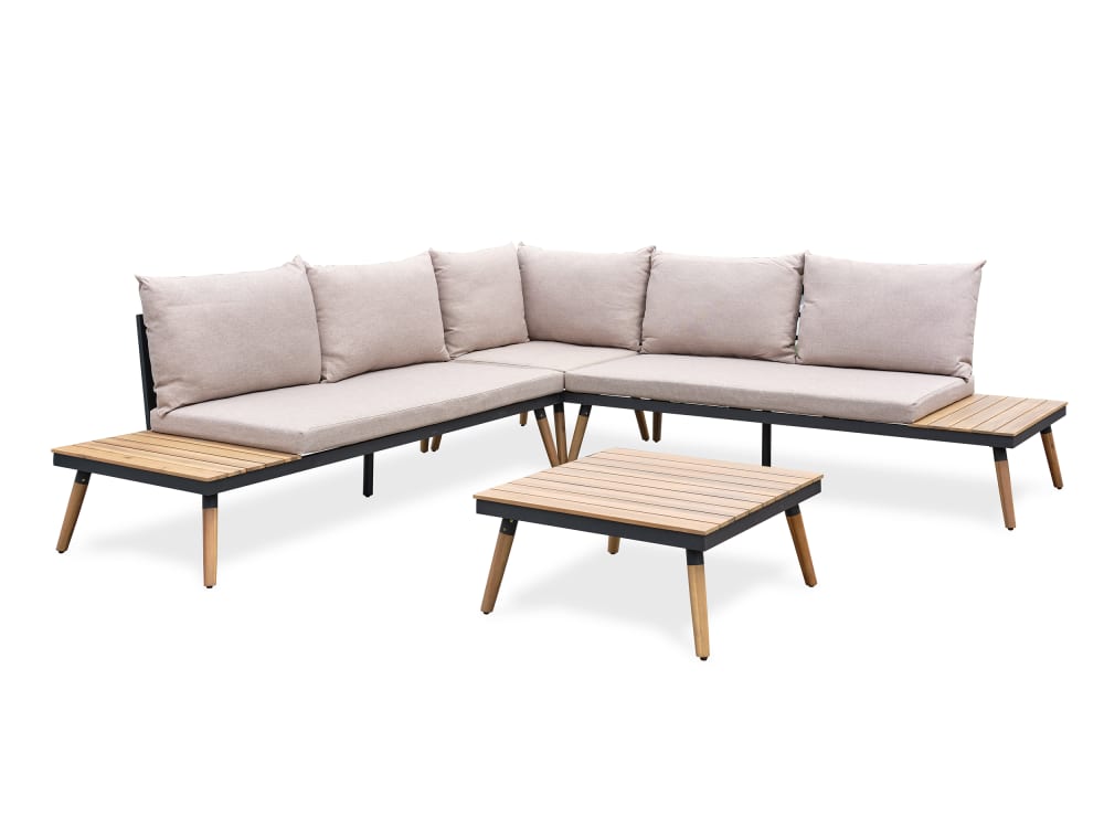 Salon de jardin d'angle 5 places - Acacia