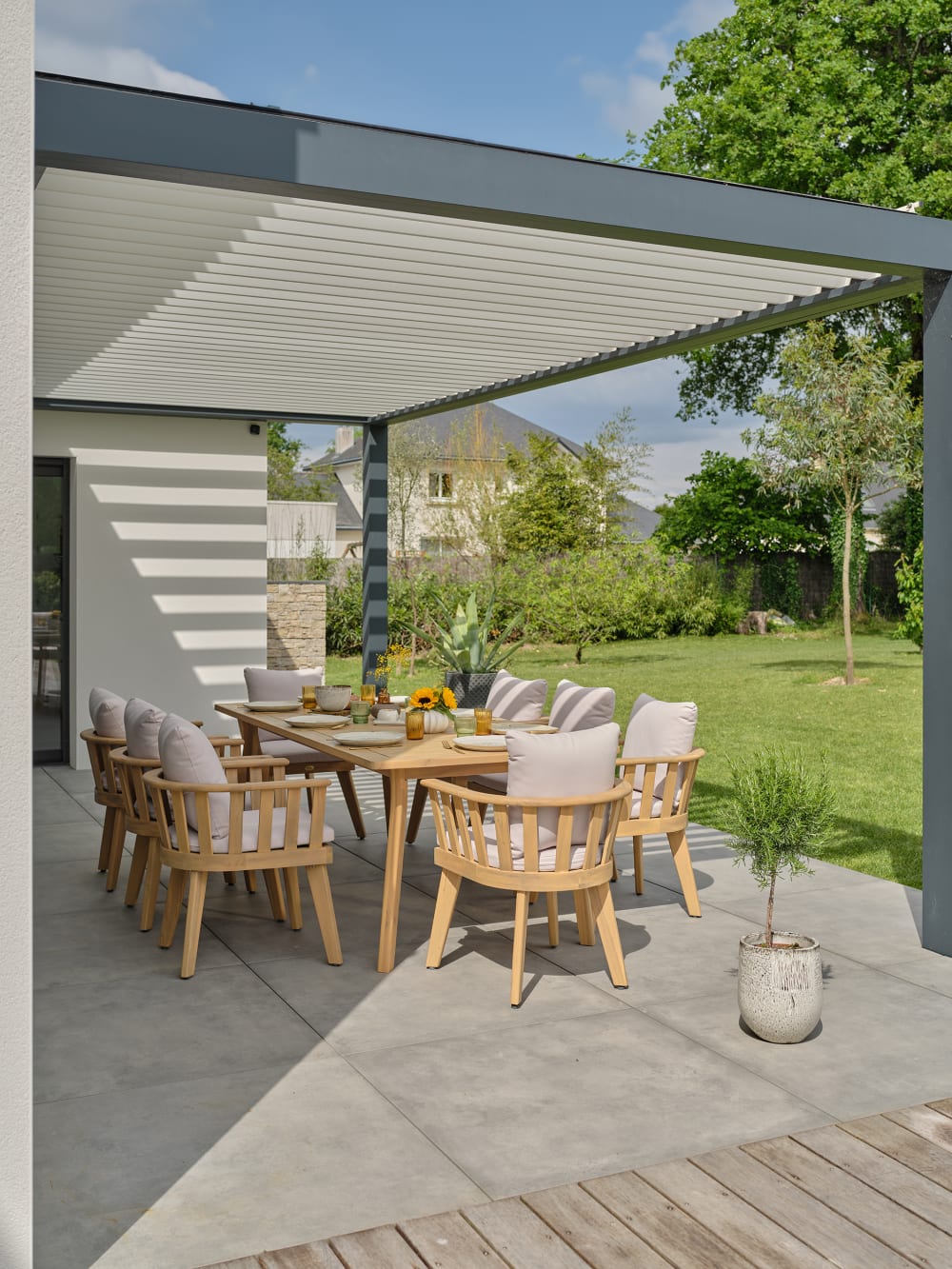 Ensemble repas de jardin 8 places en acacia