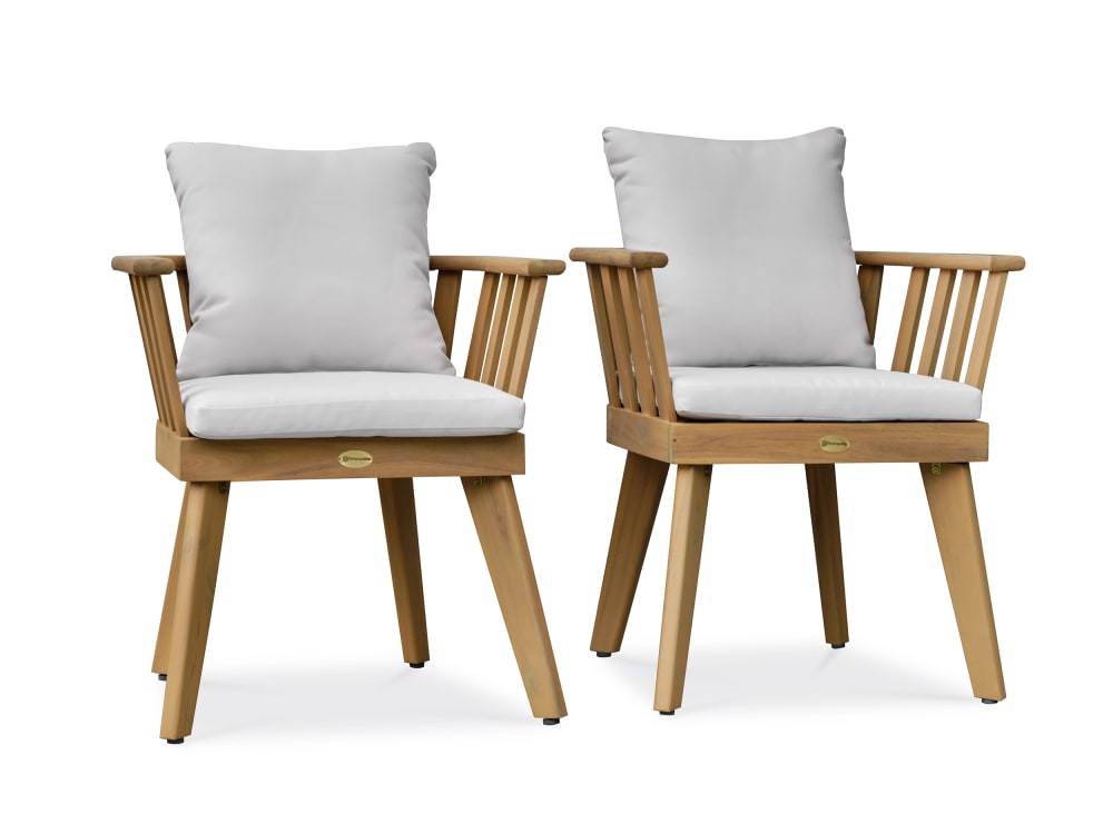 Lot de 2 fauteuils de jardin avec coussins - Acacia