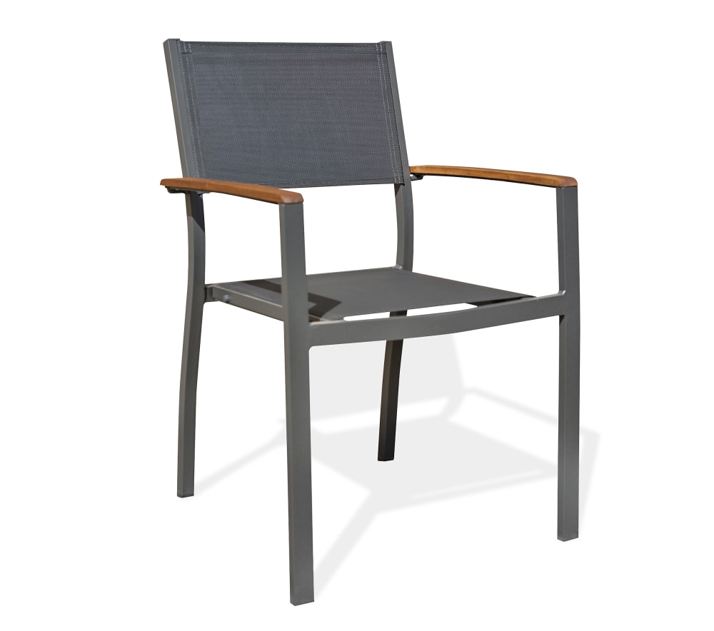 Fauteuil de jardin alu et acacia - Gris anthracite