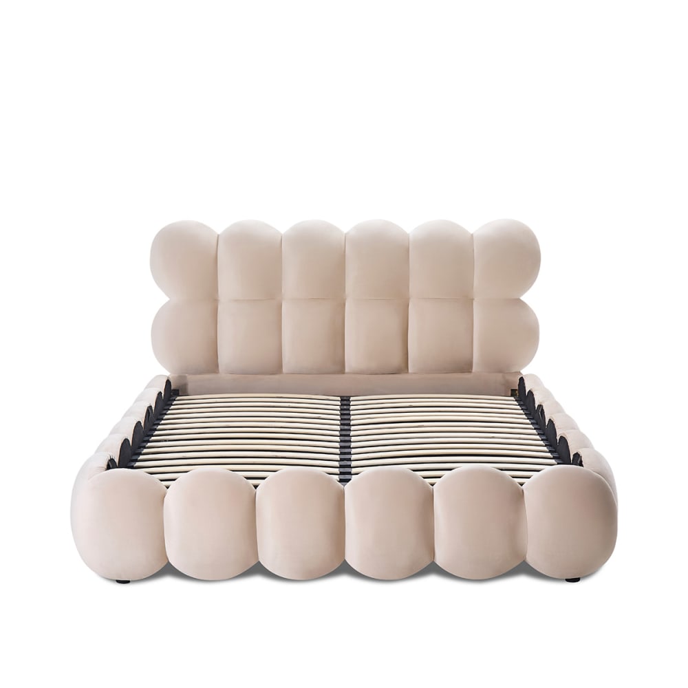 Lit coffre velours beige 180x200 Lit coffre velours beige 180x200