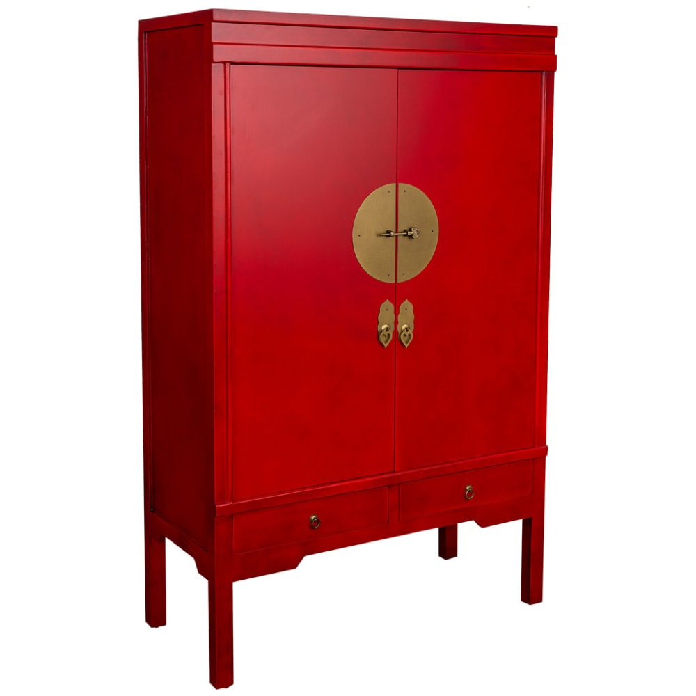 Armoire en bois avec 4 tiroirs et 2 portes 63x26x100