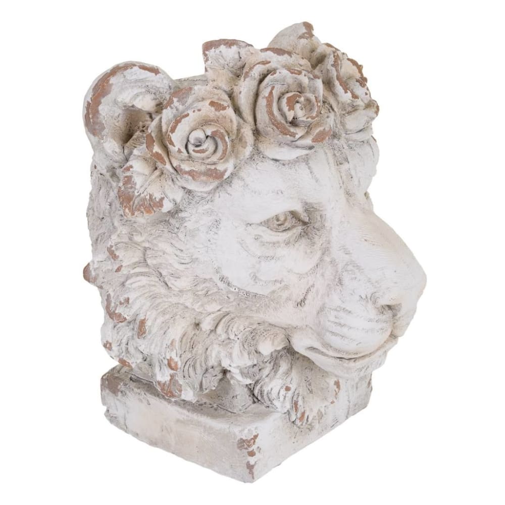Jardinière tête de lion magnésium blanc 37x37x44h cm